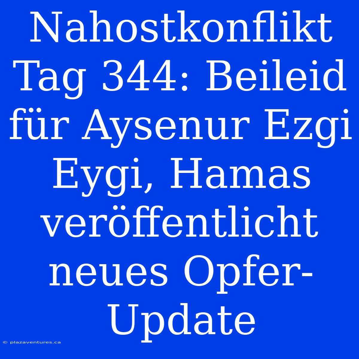 Nahostkonflikt Tag 344: Beileid Für Aysenur Ezgi Eygi, Hamas Veröffentlicht Neues Opfer-Update