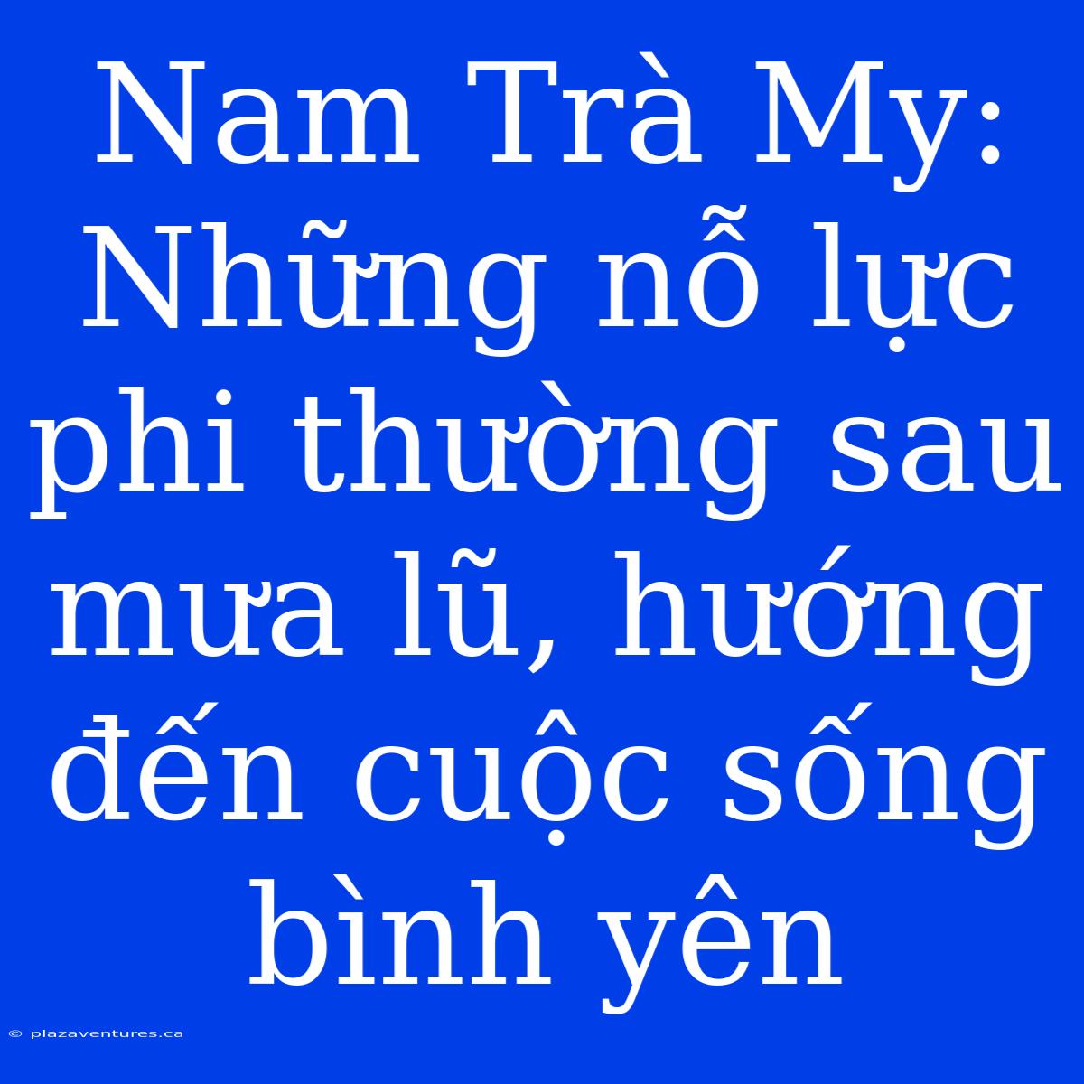 Nam Trà My: Những Nỗ Lực Phi Thường Sau Mưa Lũ, Hướng Đến Cuộc Sống Bình Yên