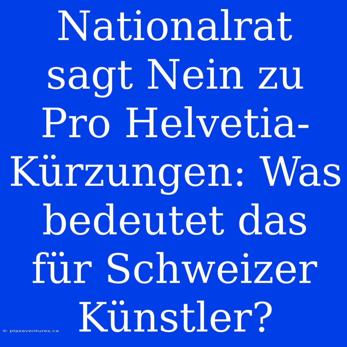 Nationalrat Sagt Nein Zu Pro Helvetia-Kürzungen: Was Bedeutet Das Für Schweizer Künstler?