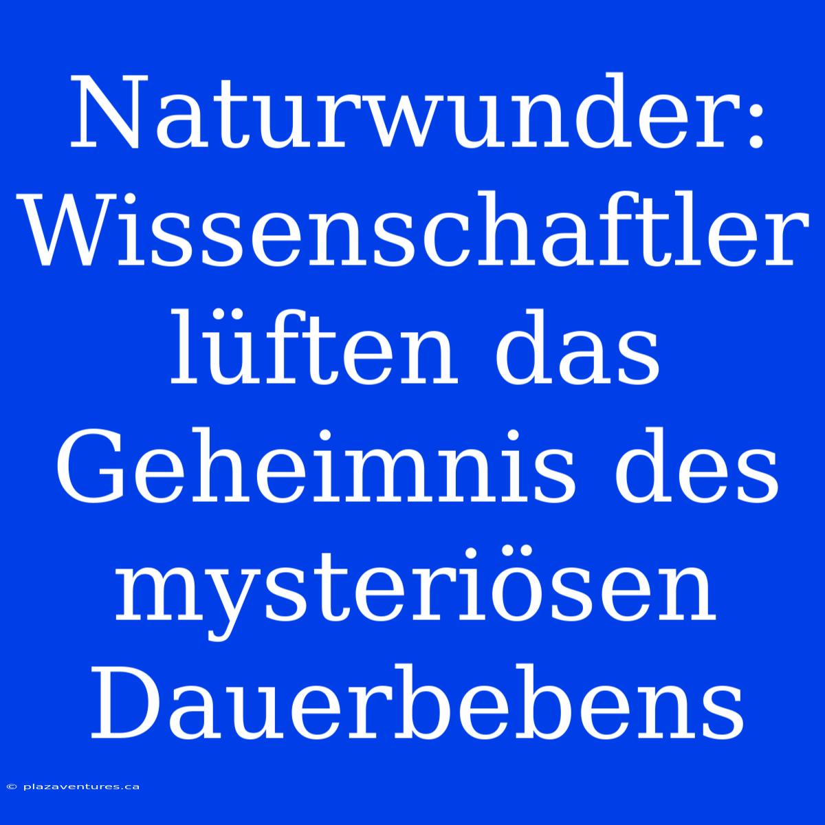 Naturwunder: Wissenschaftler Lüften Das Geheimnis Des Mysteriösen Dauerbebens