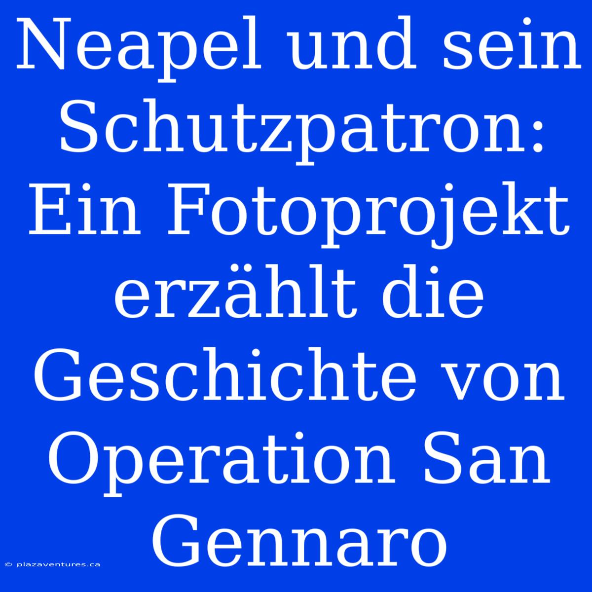 Neapel Und Sein Schutzpatron: Ein Fotoprojekt Erzählt Die Geschichte Von Operation San Gennaro