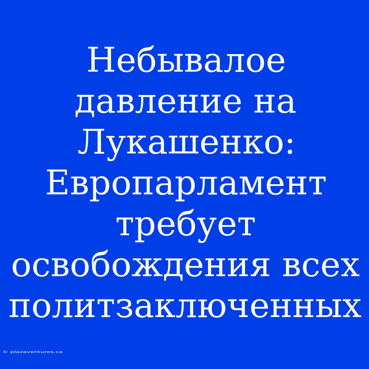 Небывалое Давление На Лукашенко: Европарламент Требует Освобождения Всех Политзаключенных