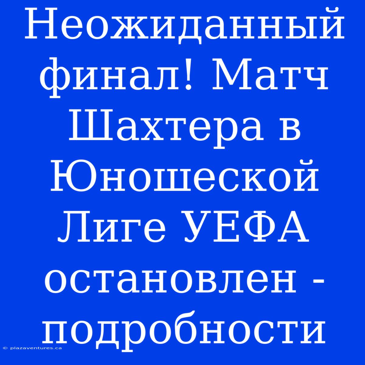 Неожиданный Финал! Матч Шахтера В Юношеской Лиге УЕФА Остановлен - Подробности