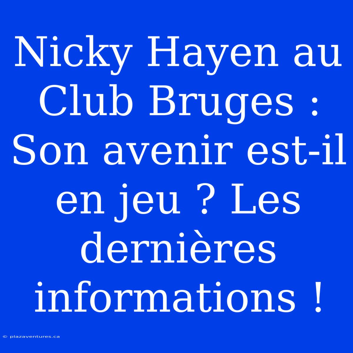 Nicky Hayen Au Club Bruges : Son Avenir Est-il En Jeu ? Les Dernières Informations !