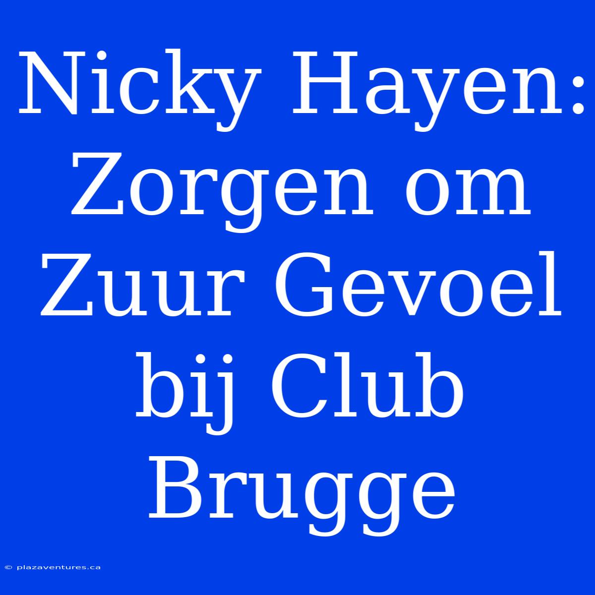 Nicky Hayen: Zorgen Om Zuur Gevoel Bij Club Brugge