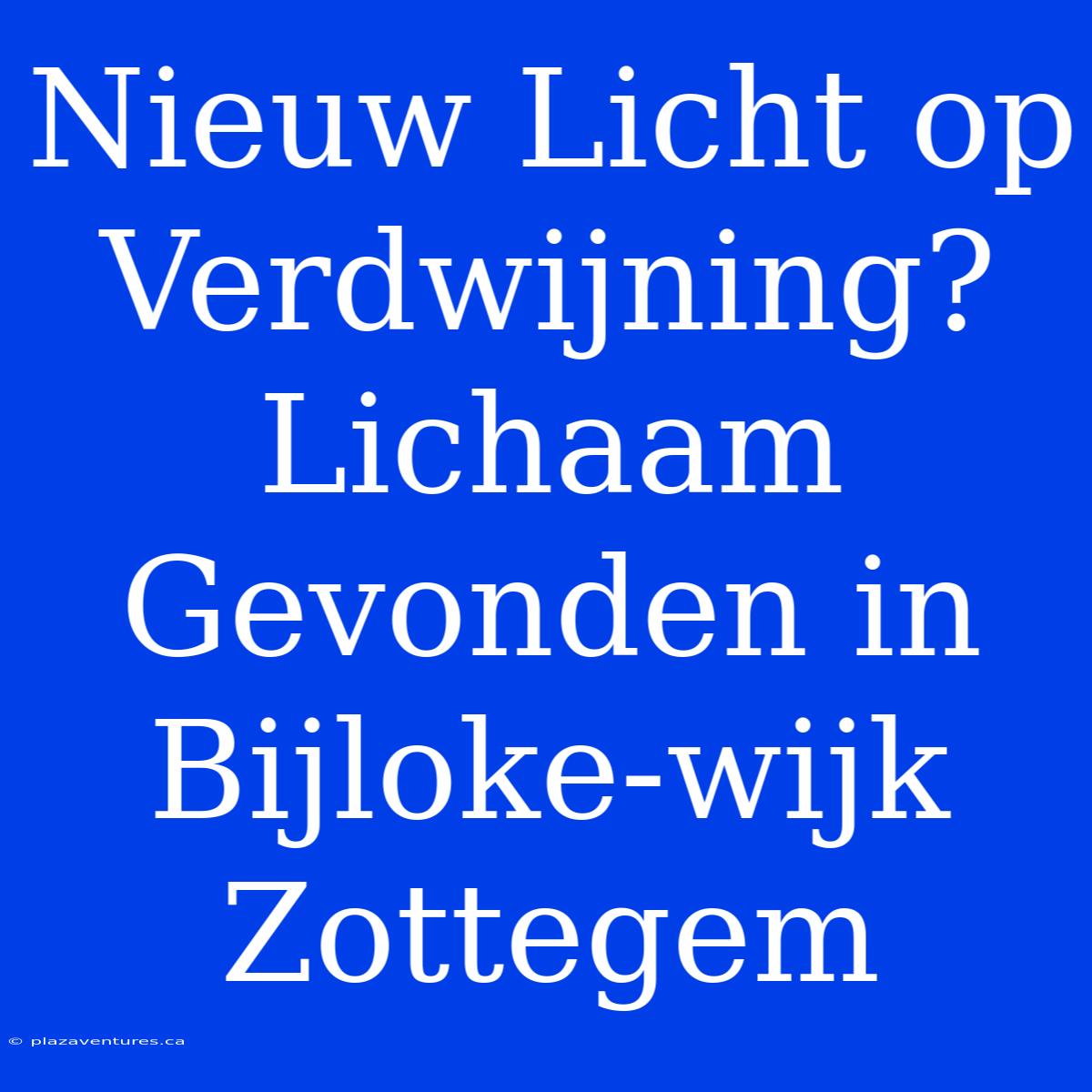 Nieuw Licht Op Verdwijning? Lichaam Gevonden In Bijloke-wijk Zottegem