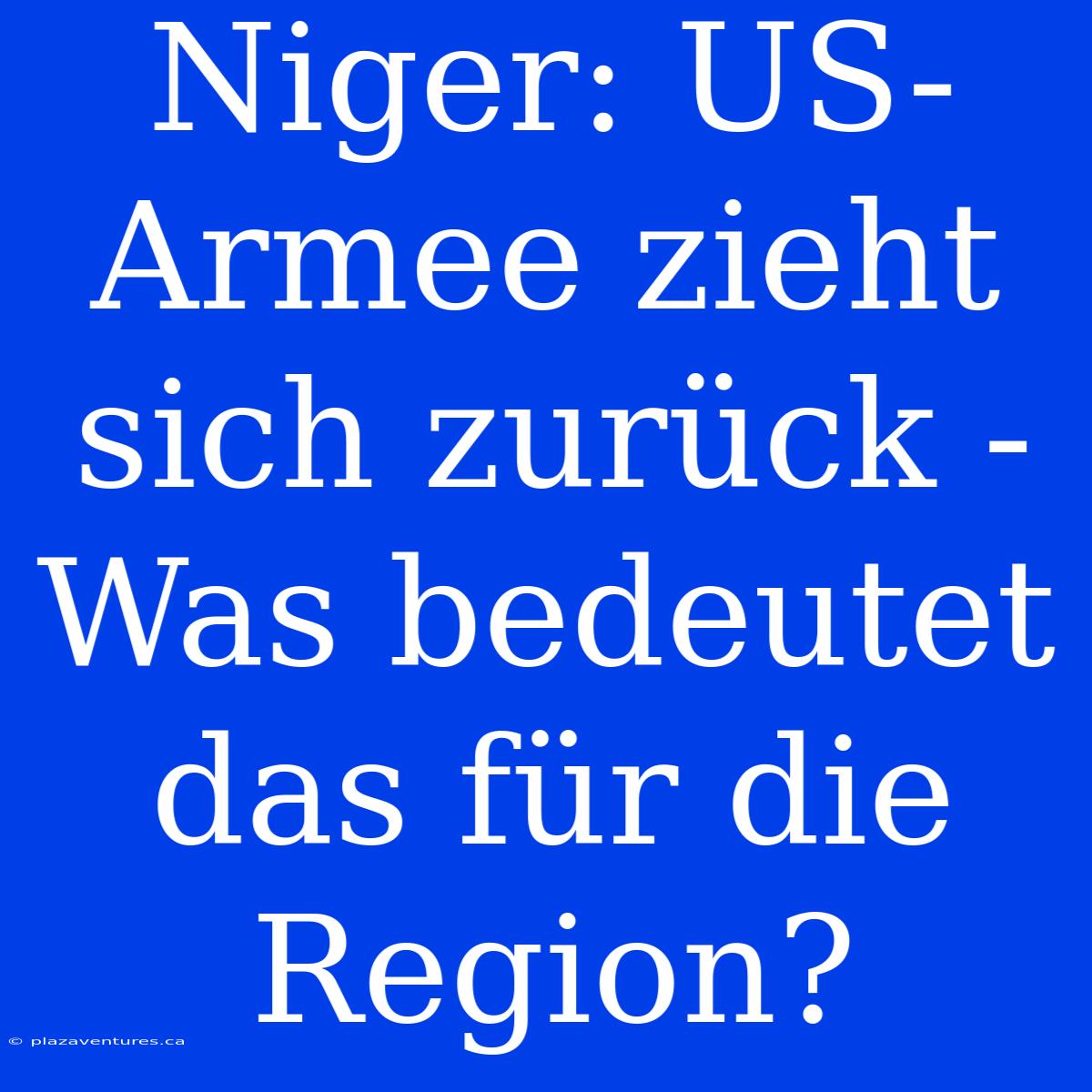 Niger: US-Armee Zieht Sich Zurück - Was Bedeutet Das Für Die Region?