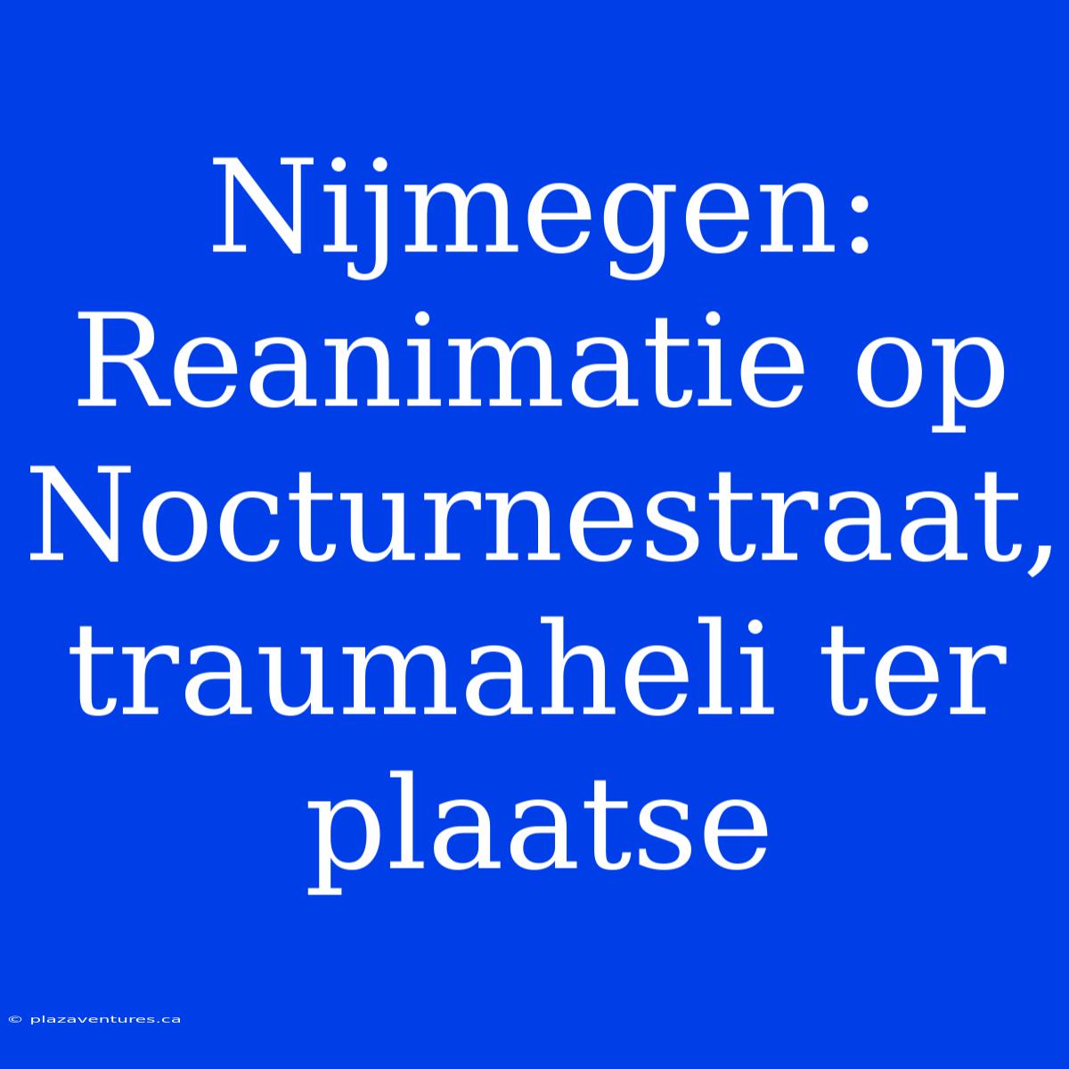 Nijmegen: Reanimatie Op Nocturnestraat, Traumaheli Ter Plaatse