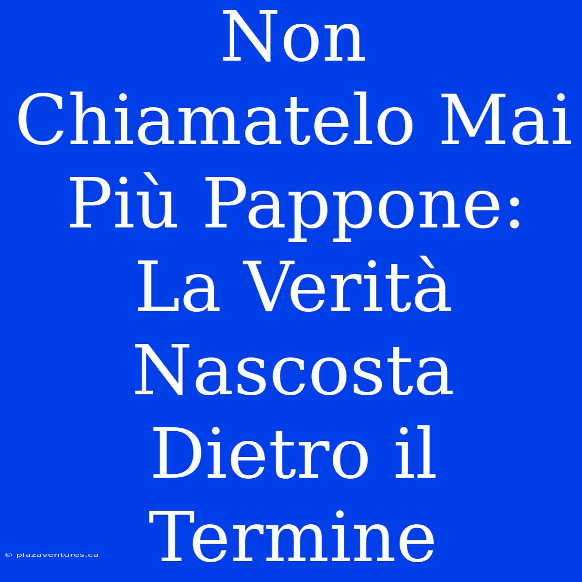 Non Chiamatelo Mai Più Pappone: La Verità Nascosta Dietro Il Termine