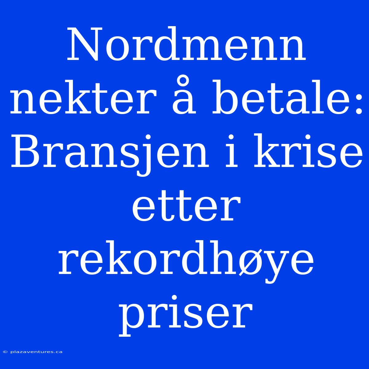 Nordmenn Nekter Å Betale: Bransjen I Krise Etter Rekordhøye Priser