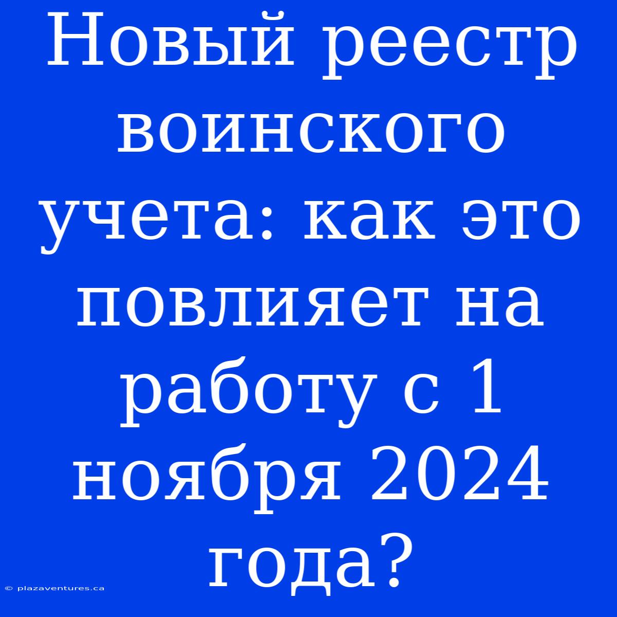 Новый Реестр Воинского Учета: Как Это Повлияет На Работу С 1 Ноября 2024 Года?