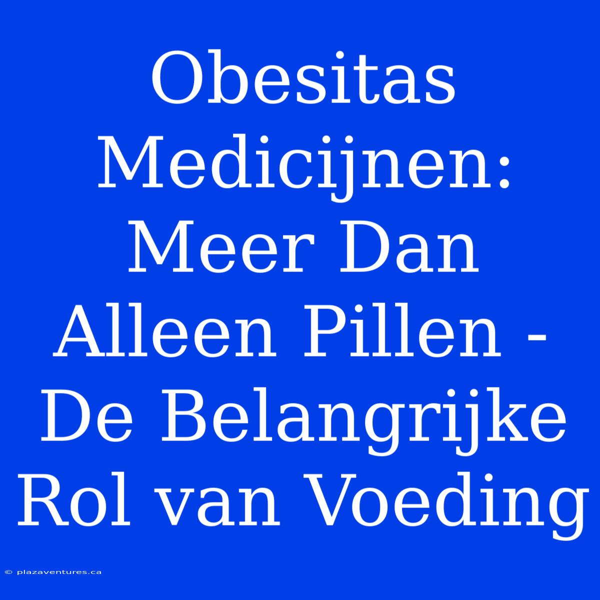 Obesitas Medicijnen: Meer Dan Alleen Pillen - De Belangrijke Rol Van Voeding