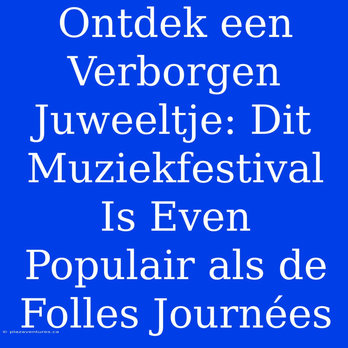 Ontdek Een Verborgen Juweeltje: Dit Muziekfestival Is Even Populair Als De Folles Journées