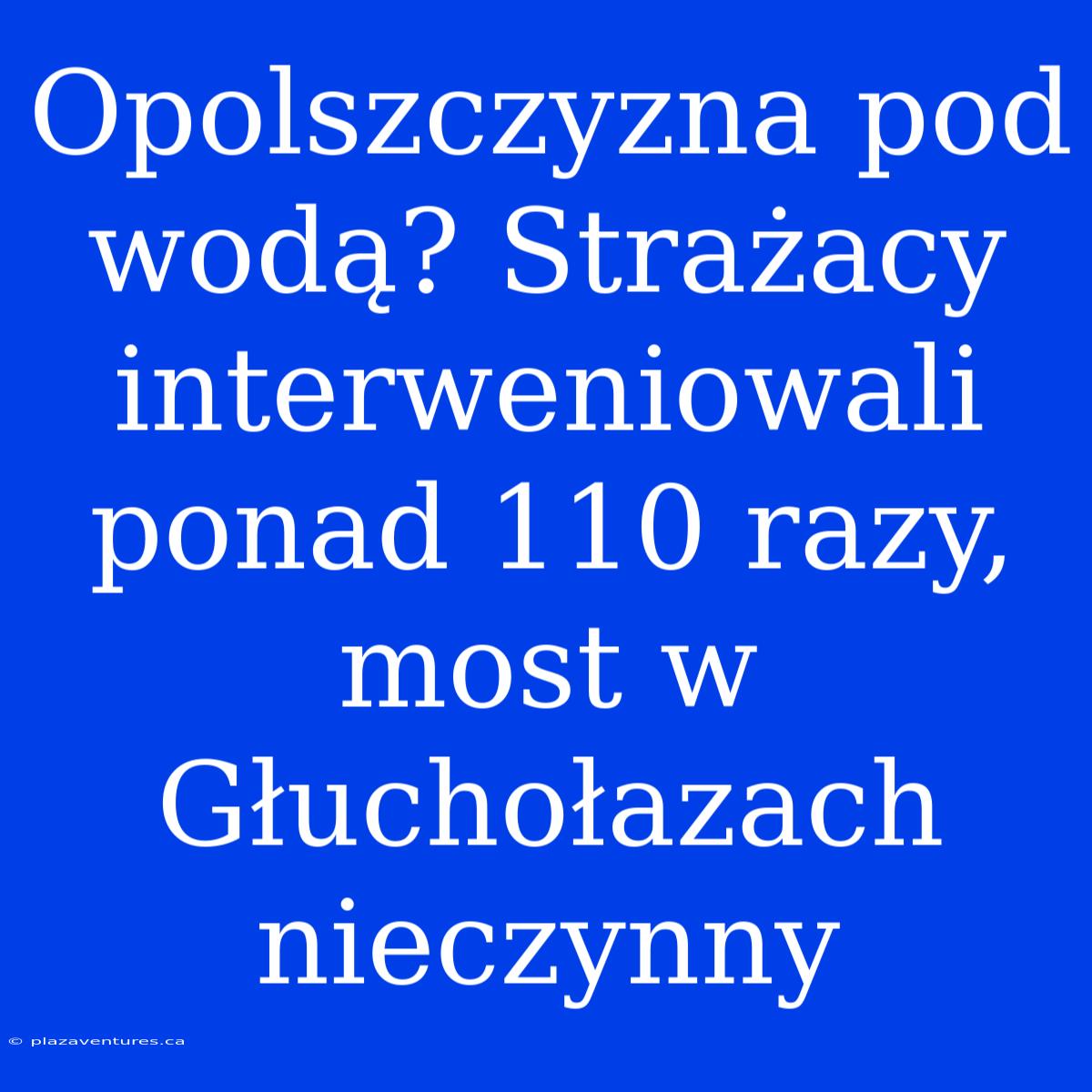 Opolszczyzna Pod Wodą? Strażacy Interweniowali Ponad 110 Razy, Most W Głuchołazach Nieczynny