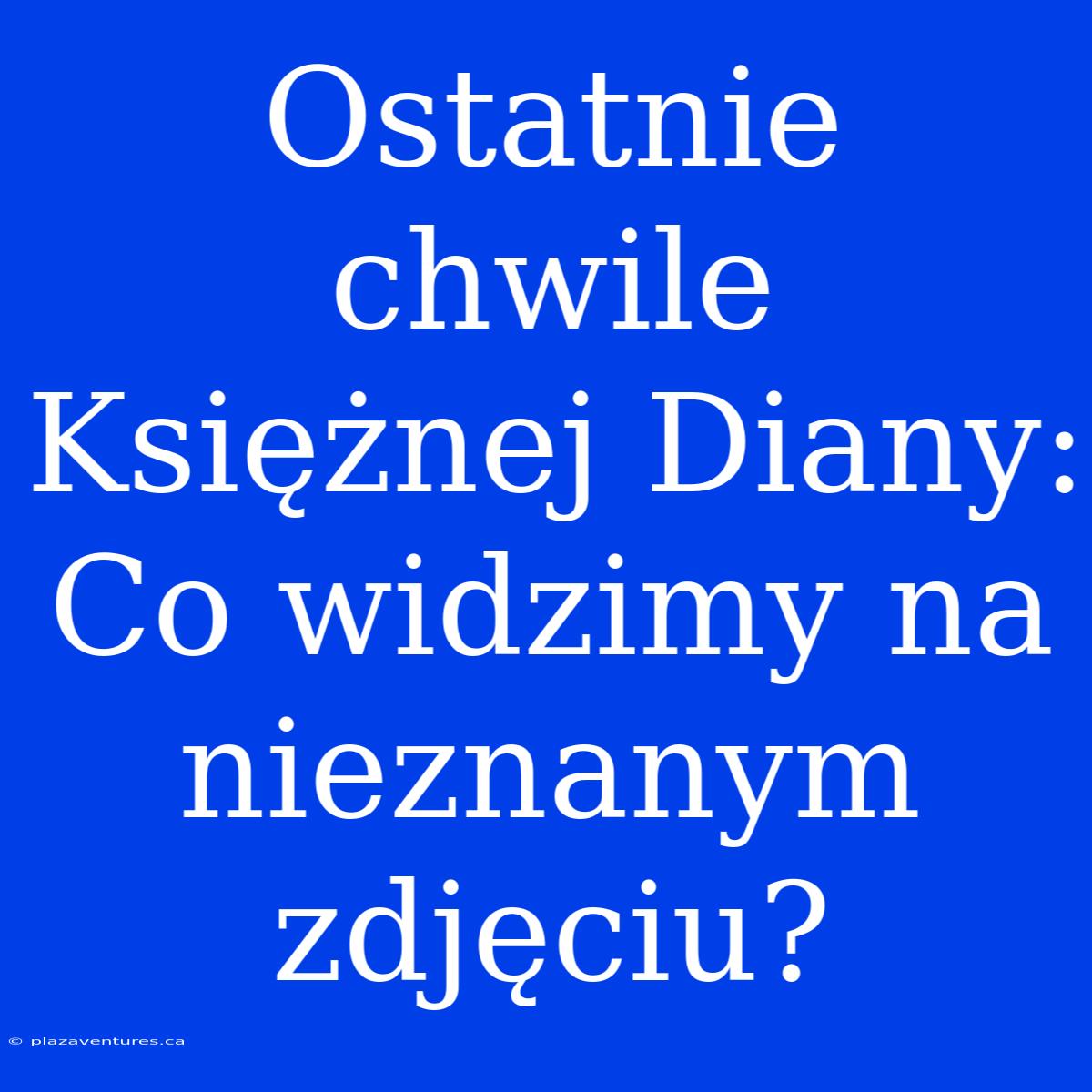 Ostatnie Chwile Księżnej Diany: Co Widzimy Na Nieznanym Zdjęciu?