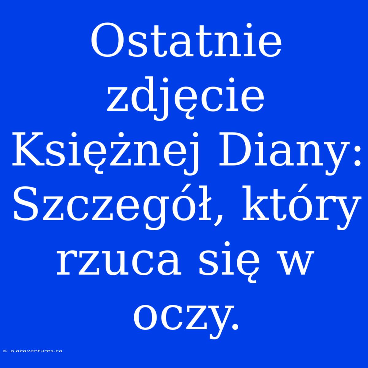 Ostatnie Zdjęcie Księżnej Diany: Szczegół, Który Rzuca Się W Oczy.