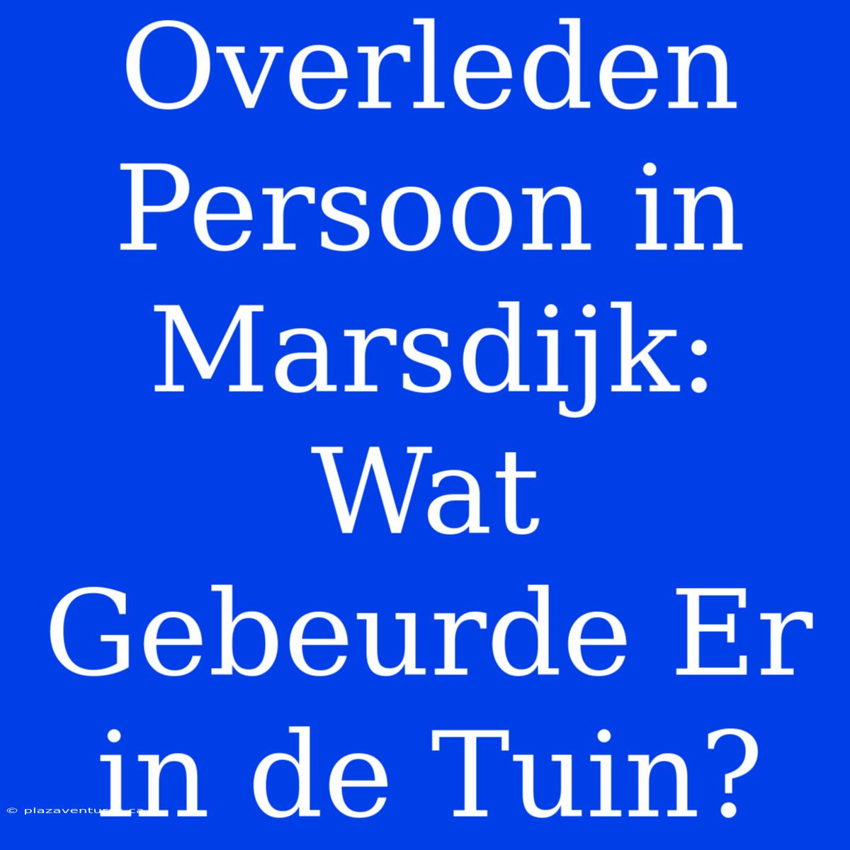 Overleden Persoon In Marsdijk: Wat Gebeurde Er In De Tuin?