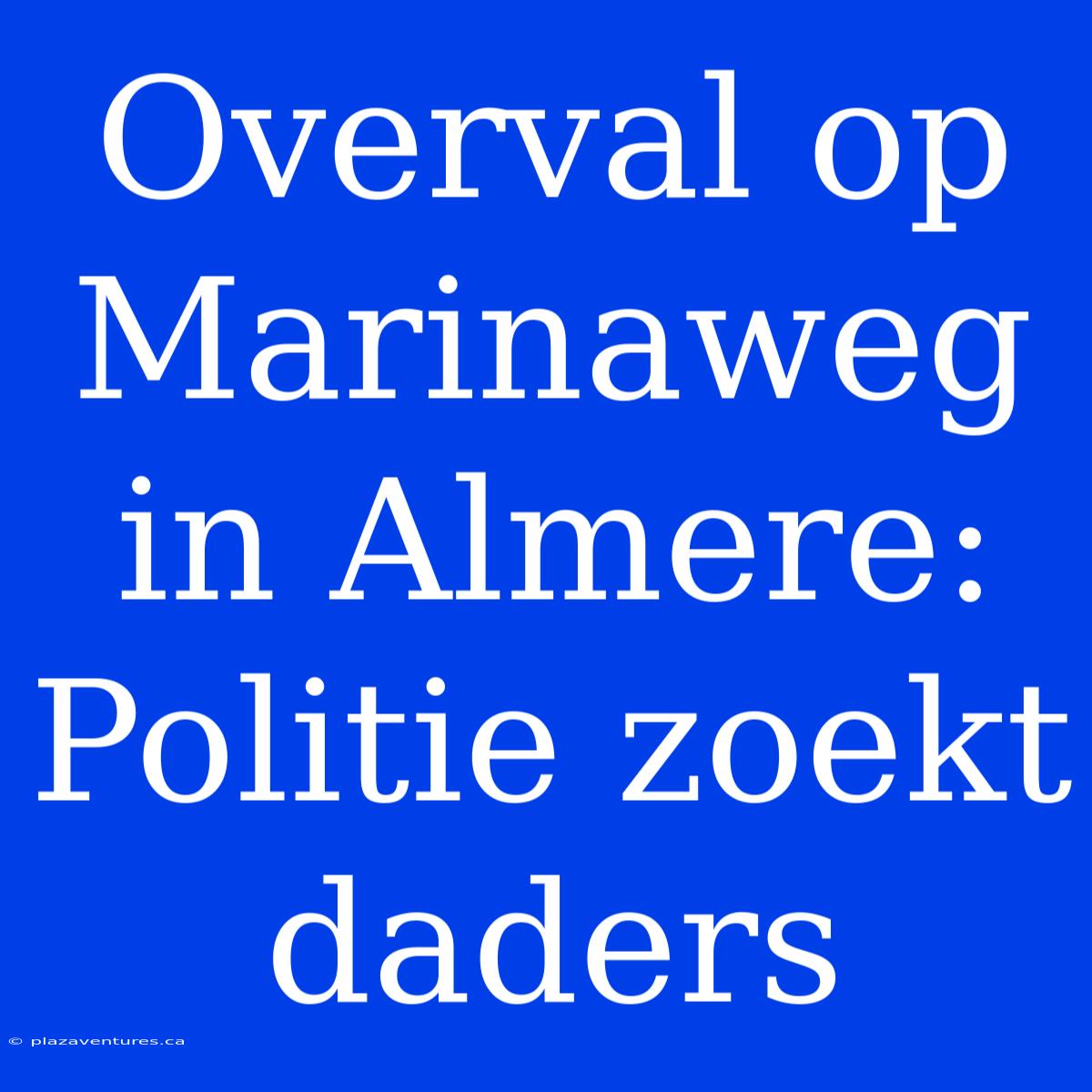 Overval Op Marinaweg In Almere: Politie Zoekt Daders