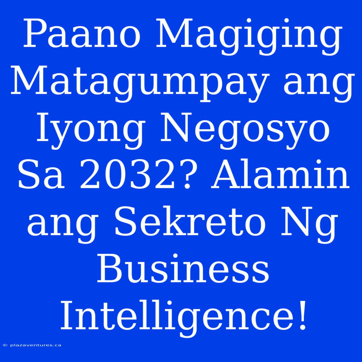 Paano Magiging Matagumpay Ang Iyong Negosyo Sa 2032? Alamin Ang Sekreto Ng Business Intelligence!