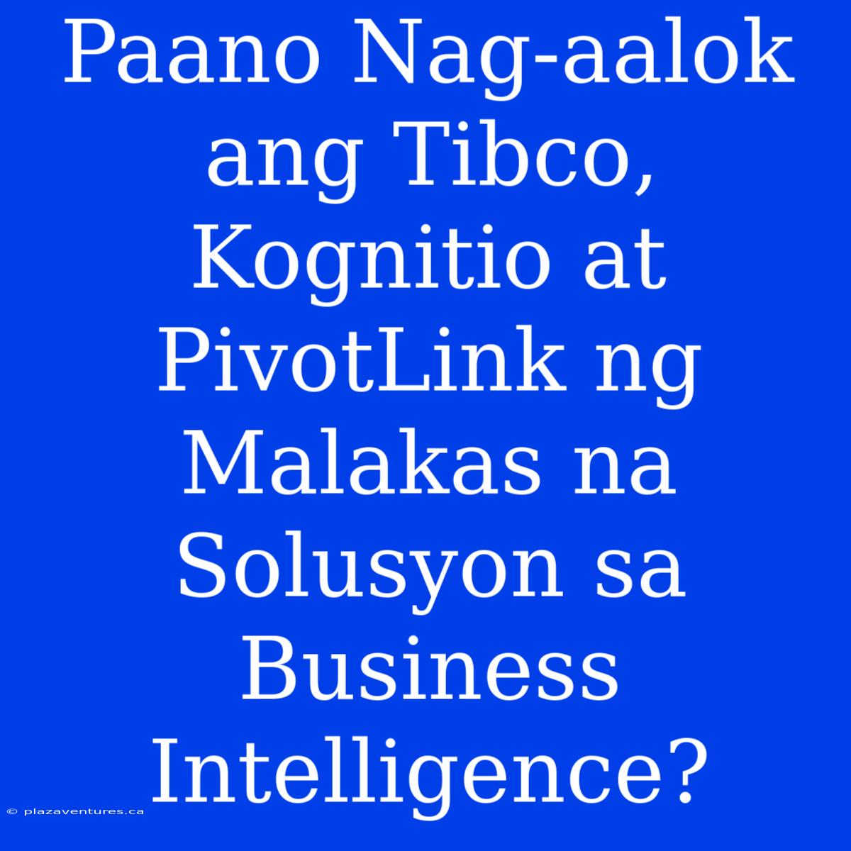 Paano Nag-aalok Ang Tibco, Kognitio At PivotLink Ng Malakas Na Solusyon Sa Business Intelligence?