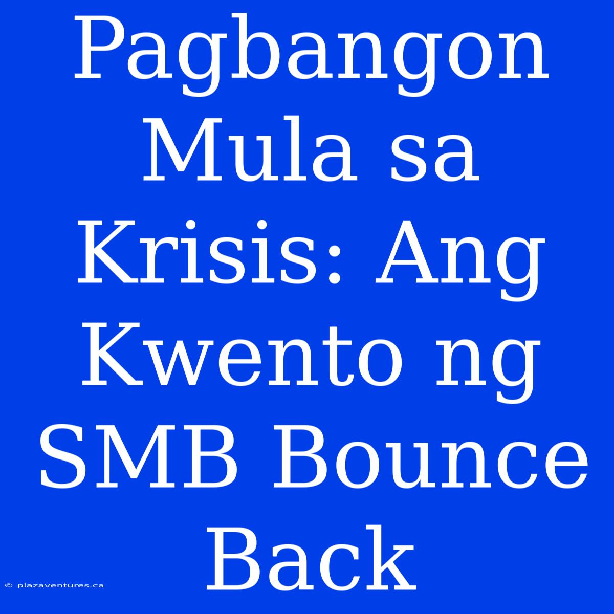 Pagbangon Mula Sa Krisis: Ang Kwento Ng SMB Bounce Back