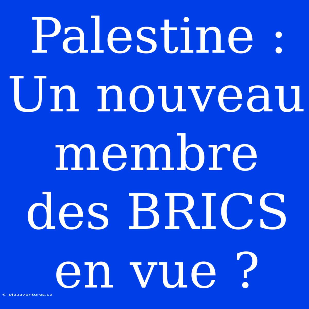 Palestine : Un Nouveau Membre Des BRICS En Vue ?