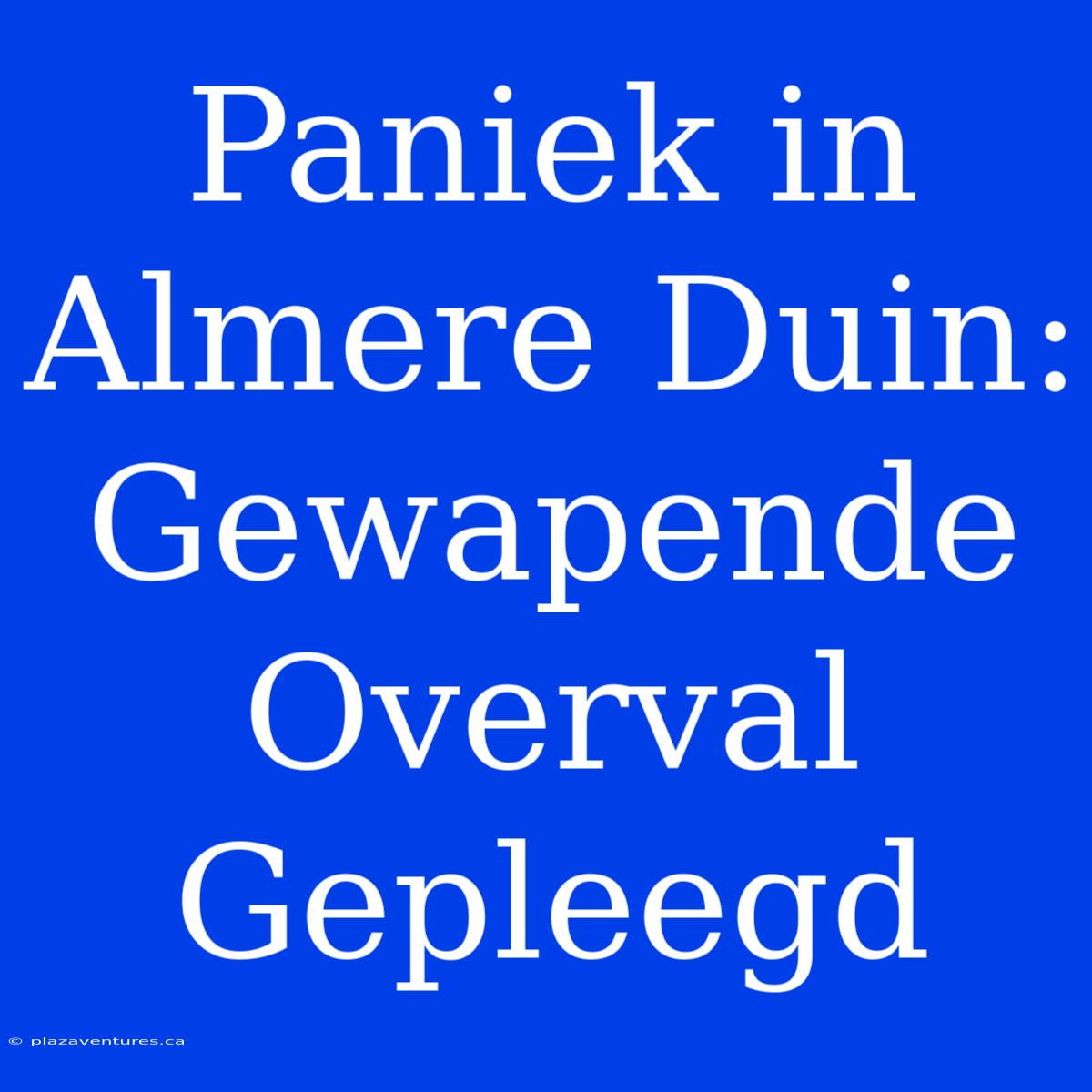 Paniek In Almere Duin: Gewapende Overval Gepleegd