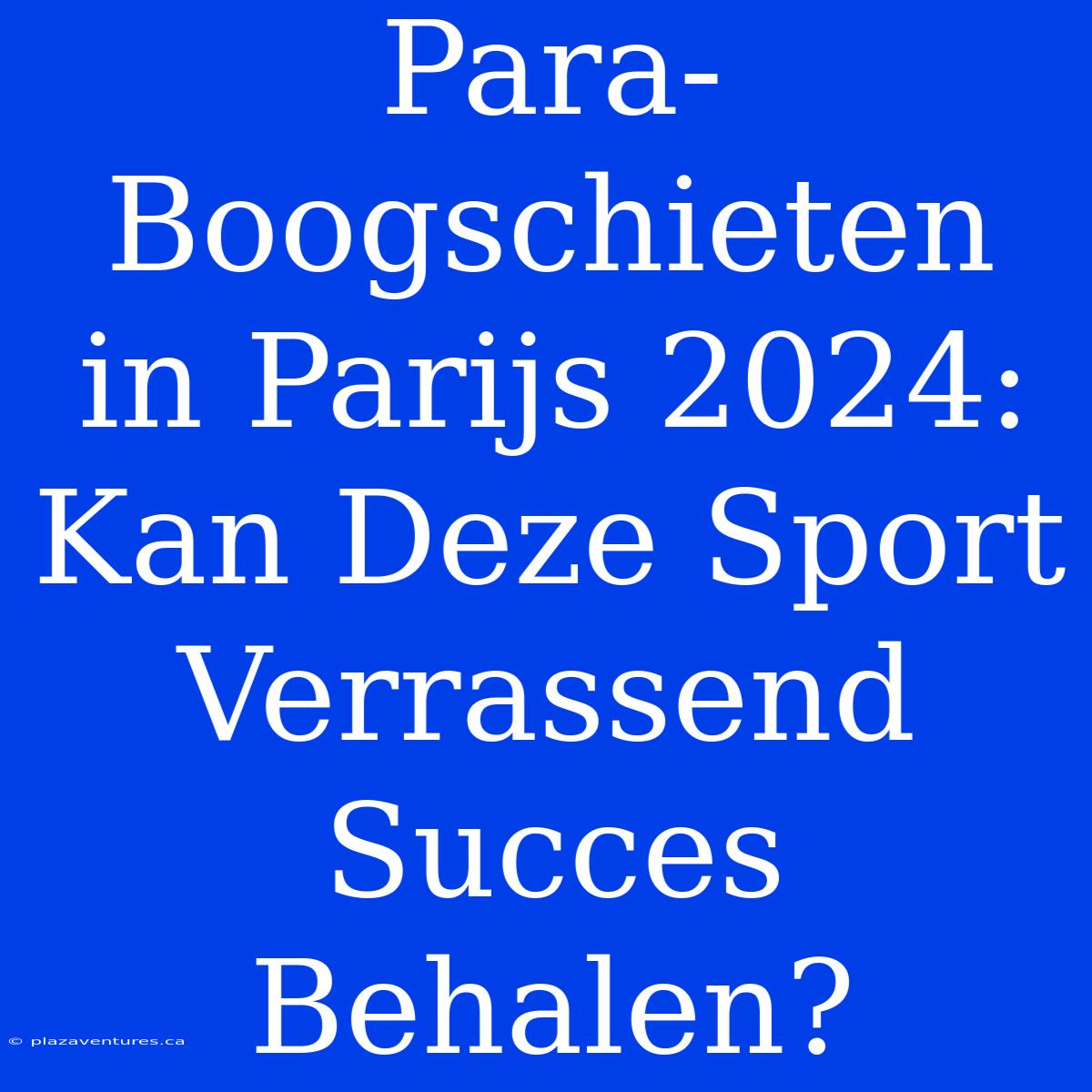 Para-Boogschieten In Parijs 2024: Kan Deze Sport Verrassend Succes Behalen?