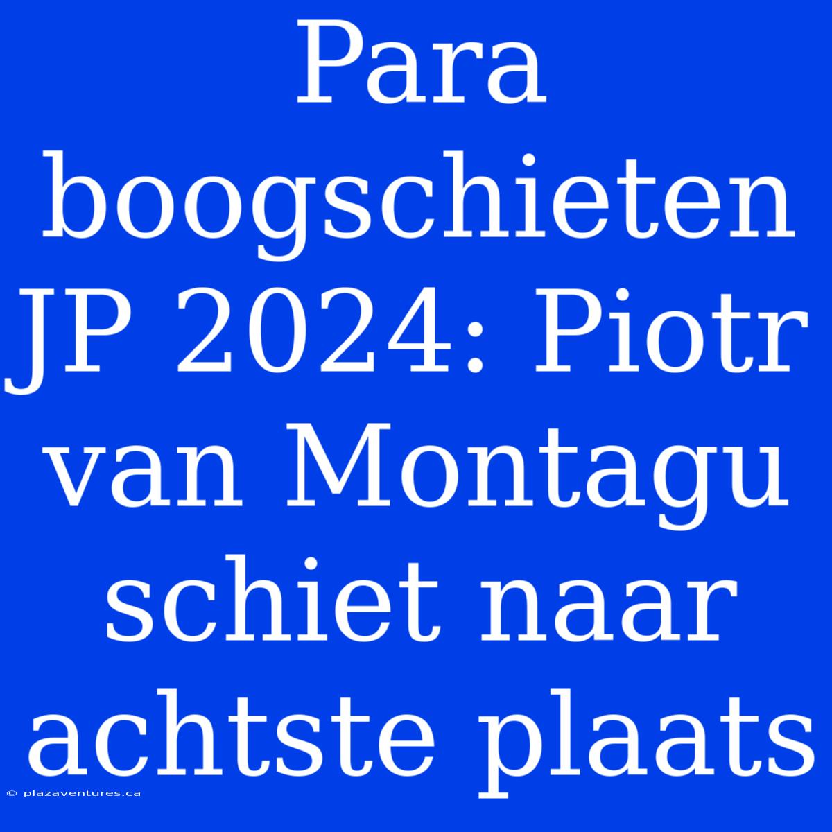 Para Boogschieten JP 2024: Piotr Van Montagu Schiet Naar Achtste Plaats