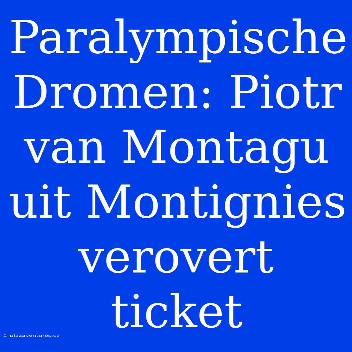 Paralympische Dromen: Piotr Van Montagu Uit Montignies Verovert Ticket