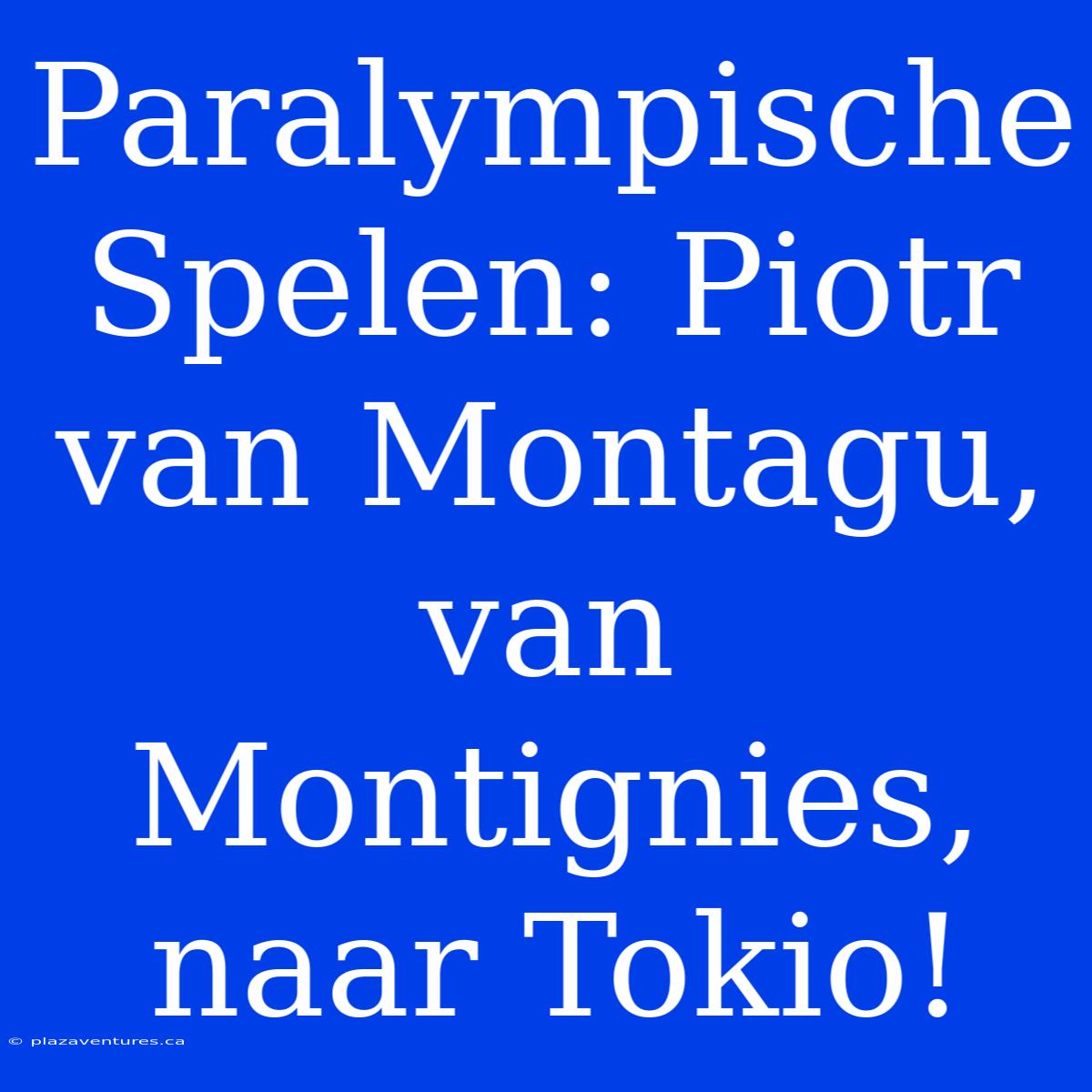 Paralympische Spelen: Piotr Van Montagu, Van Montignies, Naar Tokio!