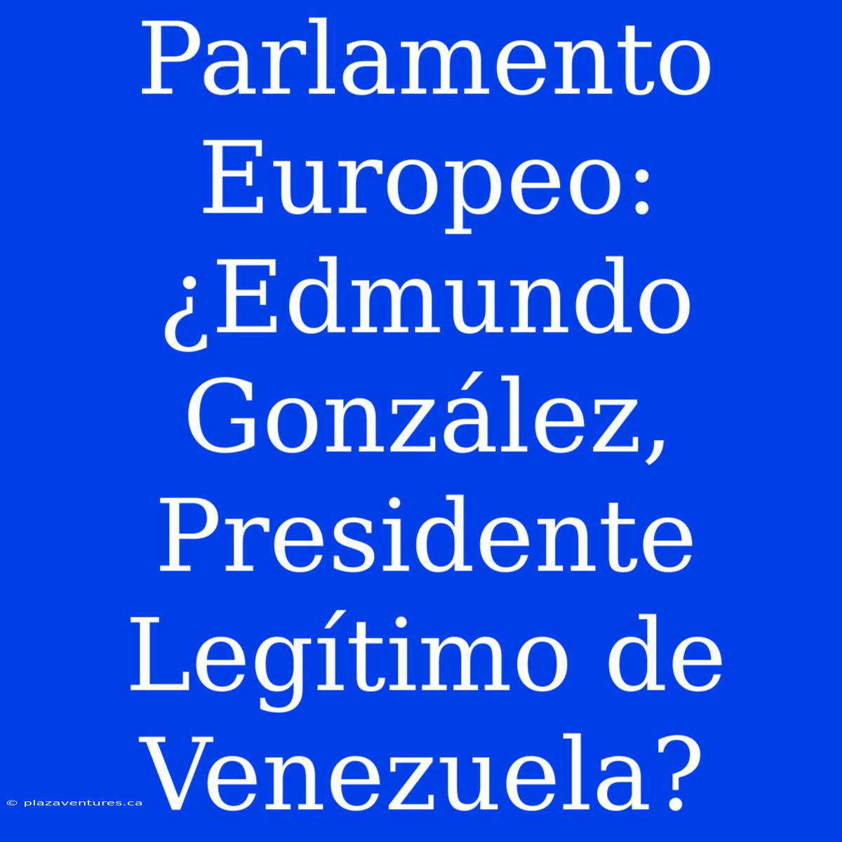 Parlamento Europeo: ¿Edmundo González, Presidente Legítimo De Venezuela?