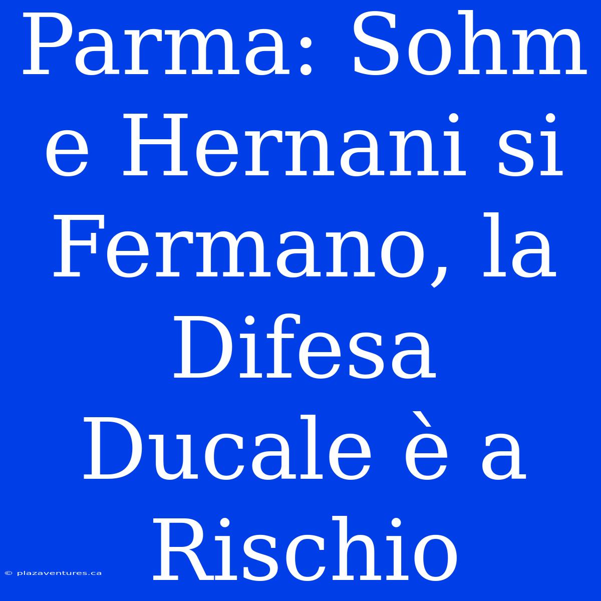 Parma: Sohm E Hernani Si Fermano, La Difesa Ducale È A Rischio