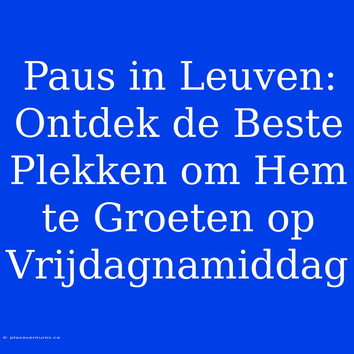 Paus In Leuven: Ontdek De Beste Plekken Om Hem Te Groeten Op Vrijdagnamiddag