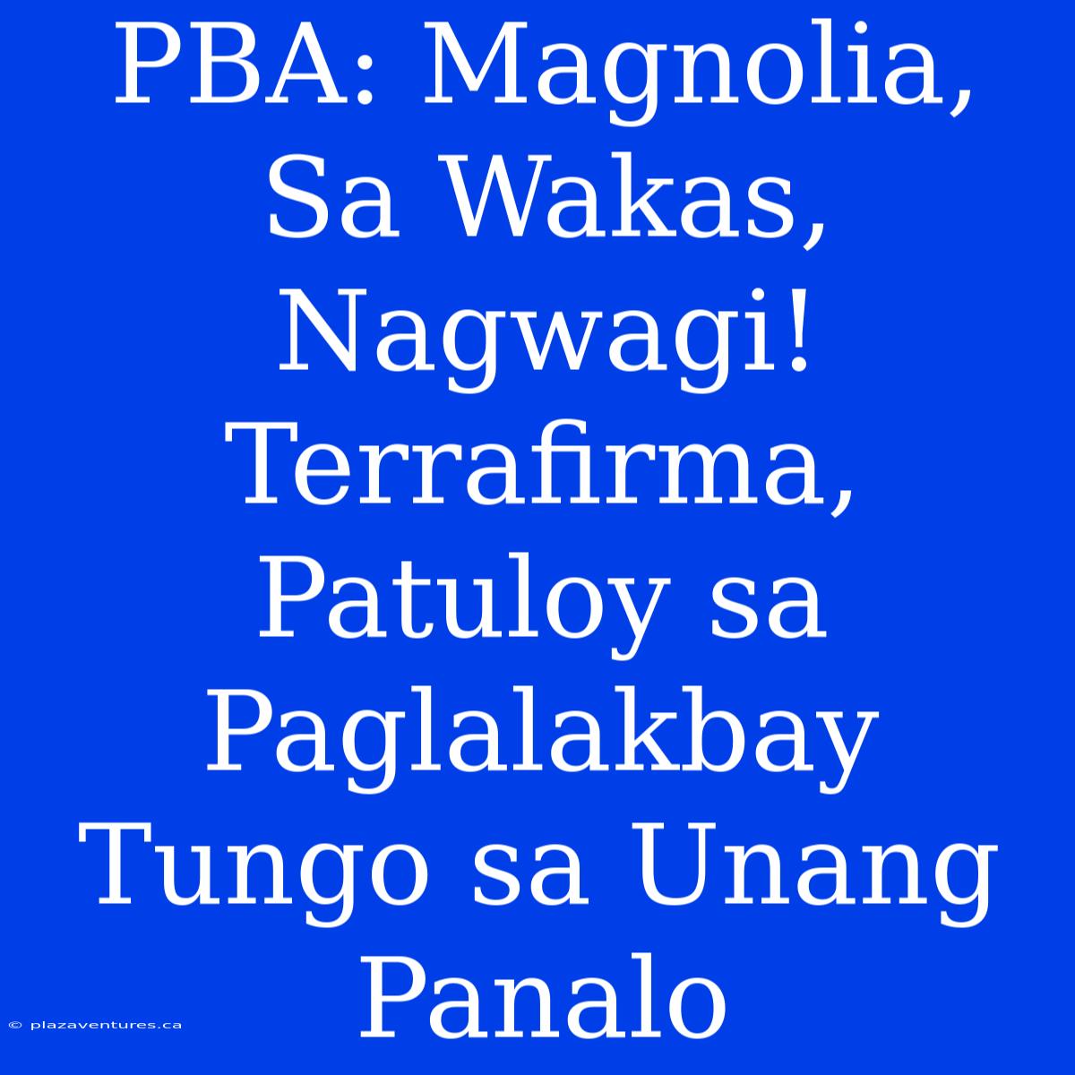 PBA: Magnolia, Sa Wakas, Nagwagi! Terrafirma, Patuloy Sa Paglalakbay Tungo Sa Unang Panalo