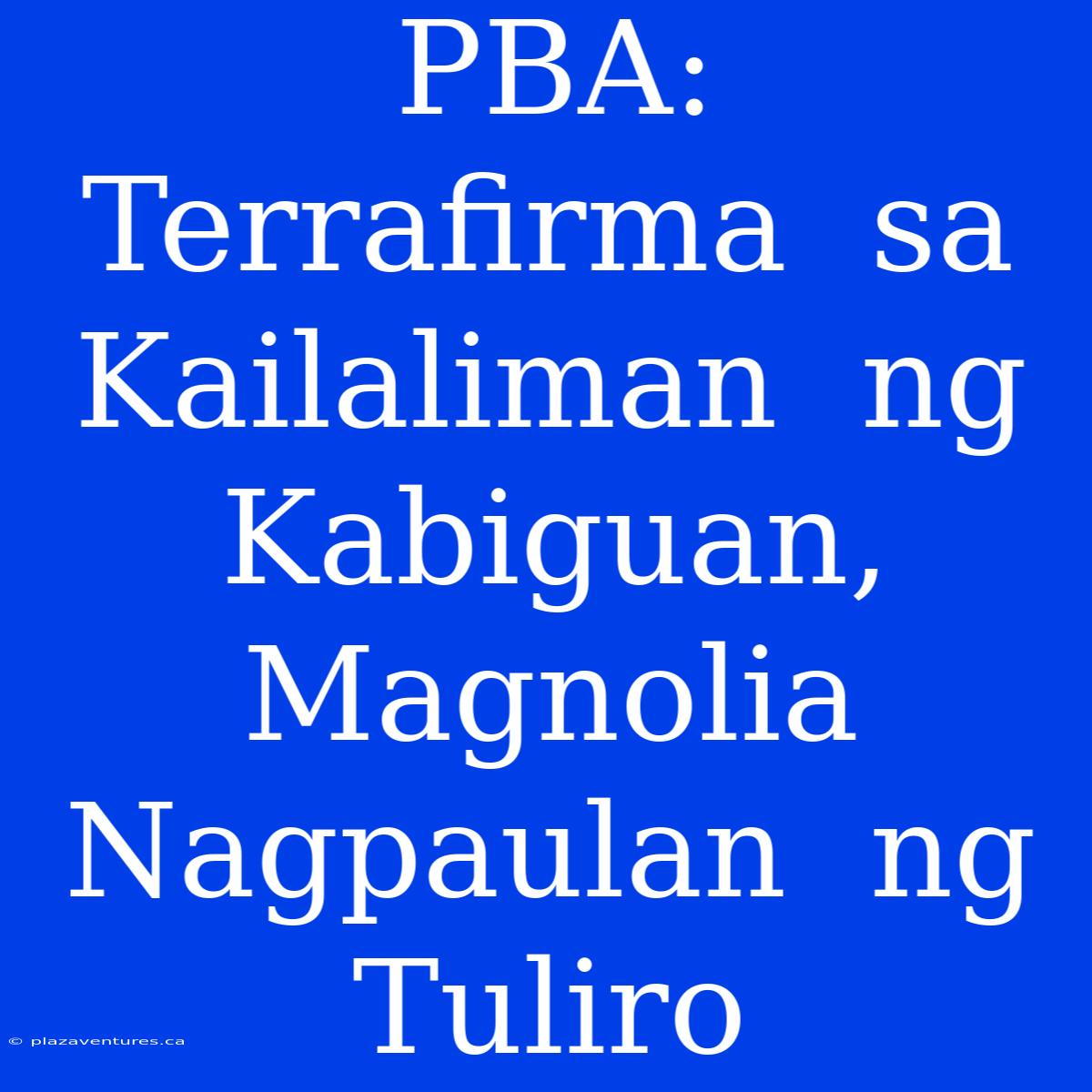 PBA:  Terrafirma  Sa  Kailaliman  Ng  Kabiguan,  Magnolia  Nagpaulan  Ng  Tuliro