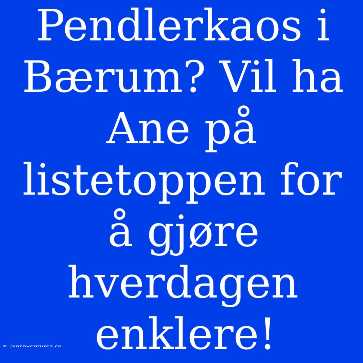 Pendlerkaos I Bærum? Vil Ha Ane På Listetoppen For Å Gjøre Hverdagen Enklere!