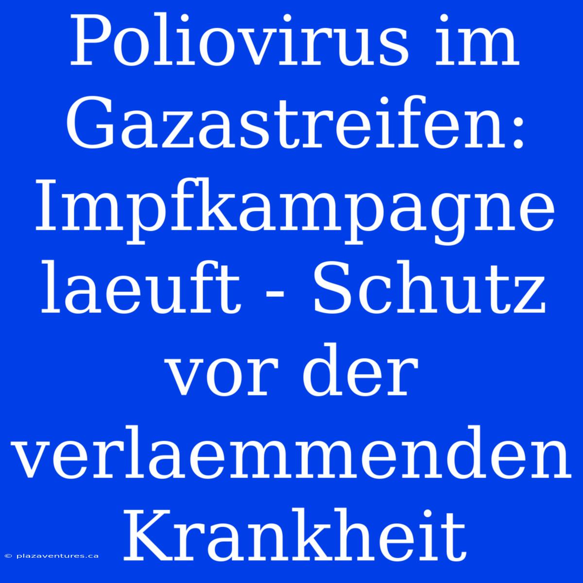 Poliovirus Im Gazastreifen: Impfkampagne Laeuft - Schutz Vor Der Verlaemmenden Krankheit