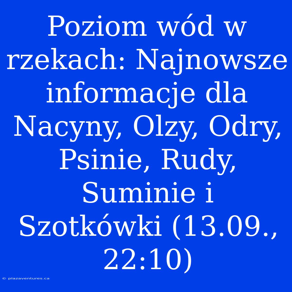 Poziom Wód W Rzekach: Najnowsze Informacje Dla Nacyny, Olzy, Odry, Psinie, Rudy, Suminie I Szotkówki (13.09., 22:10)