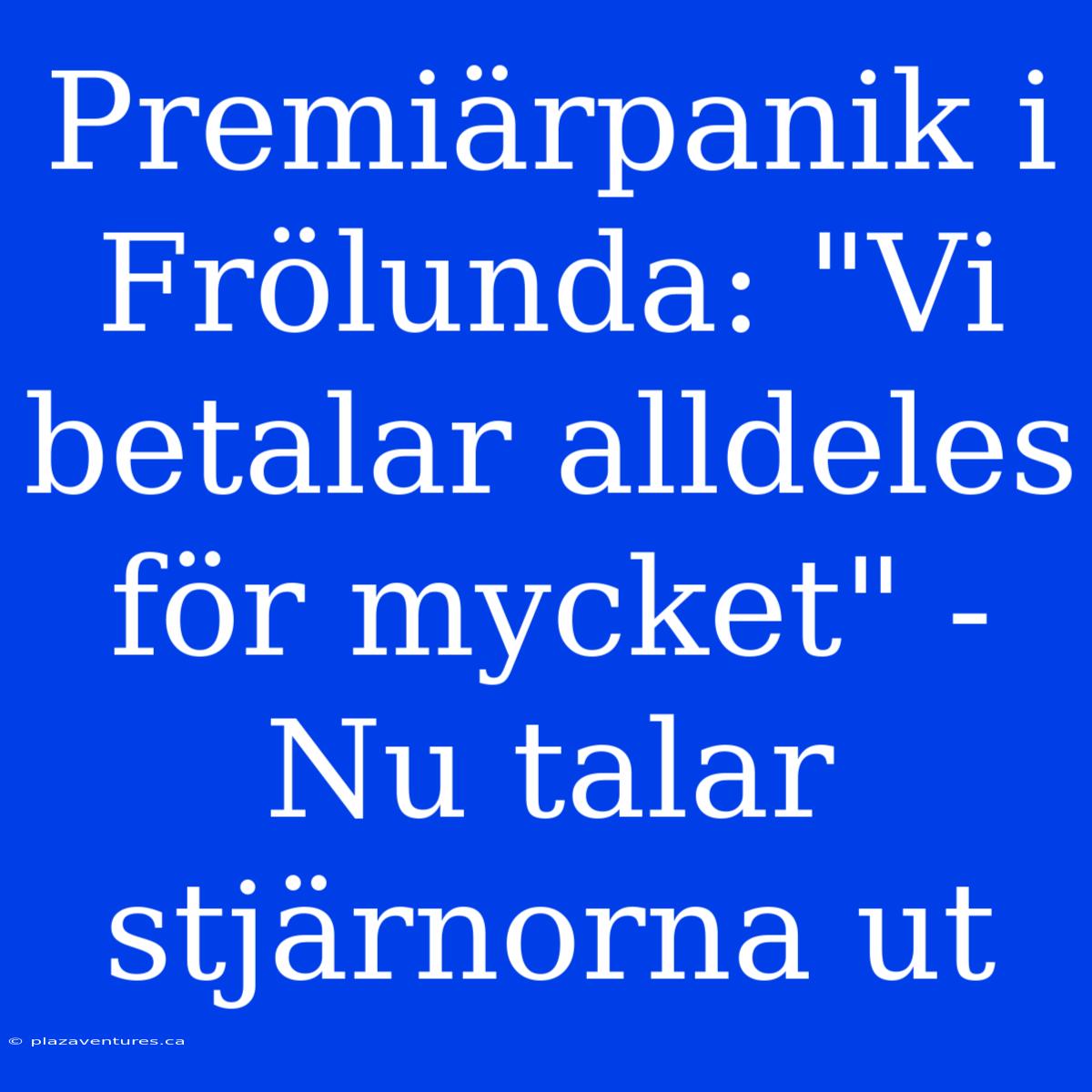 Premiärpanik I Frölunda: 