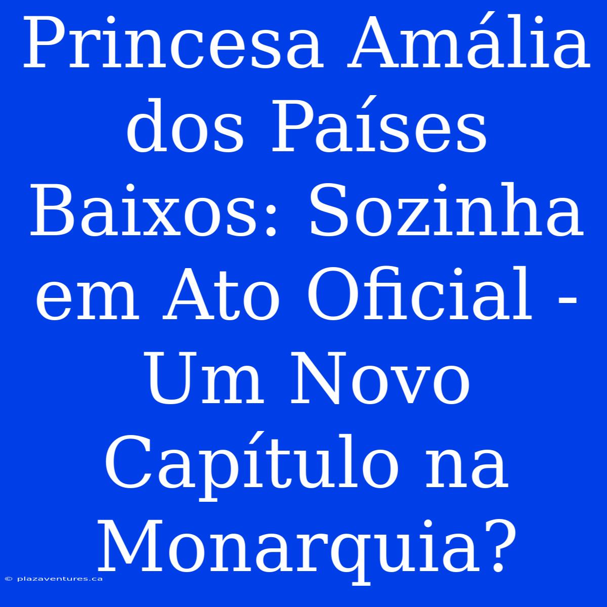 Princesa Amália Dos Países Baixos: Sozinha Em Ato Oficial - Um Novo Capítulo Na Monarquia?