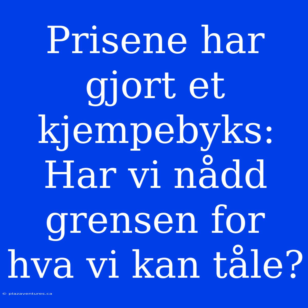 Prisene Har Gjort Et Kjempebyks: Har Vi Nådd Grensen For Hva Vi Kan Tåle?