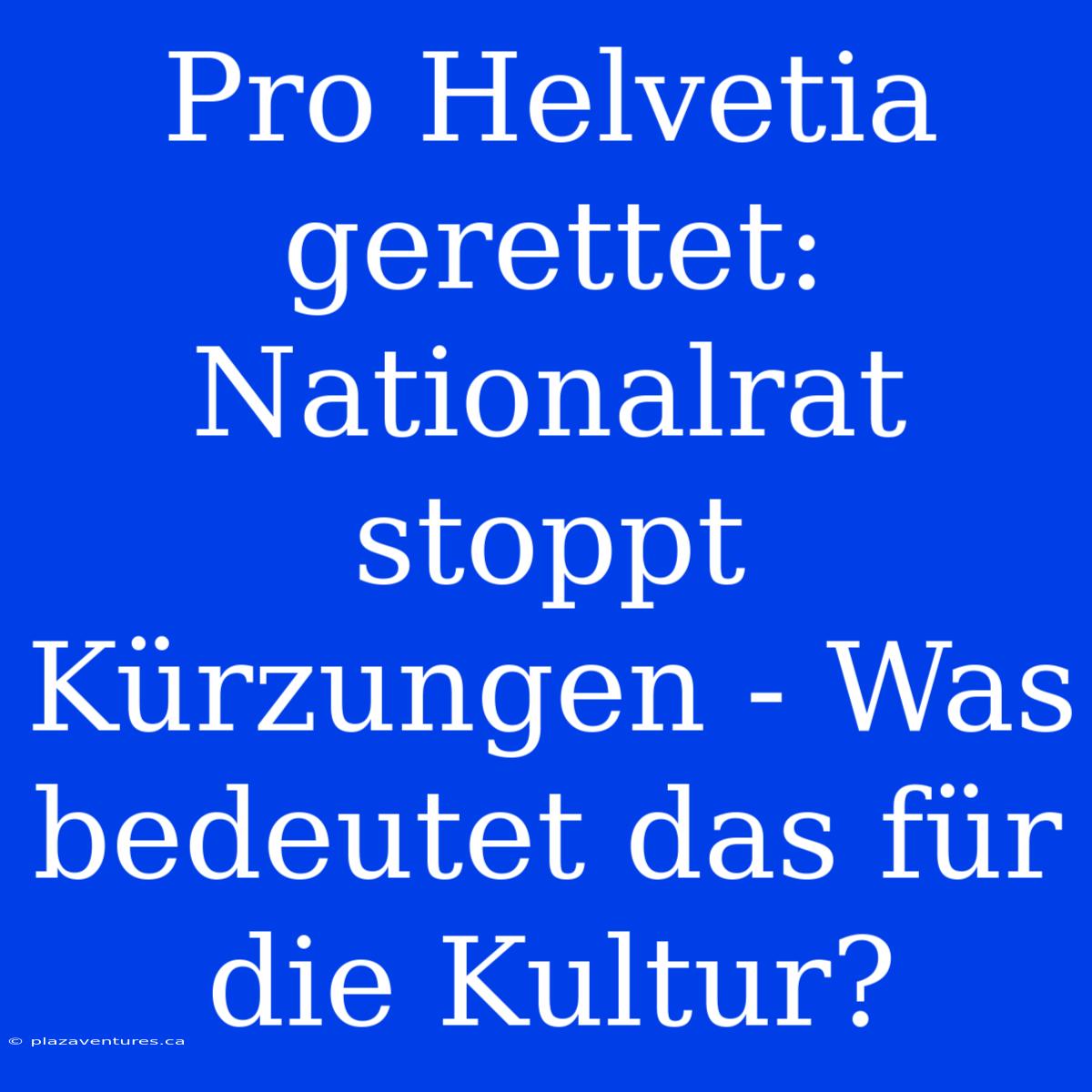 Pro Helvetia Gerettet: Nationalrat Stoppt Kürzungen - Was Bedeutet Das Für Die Kultur?