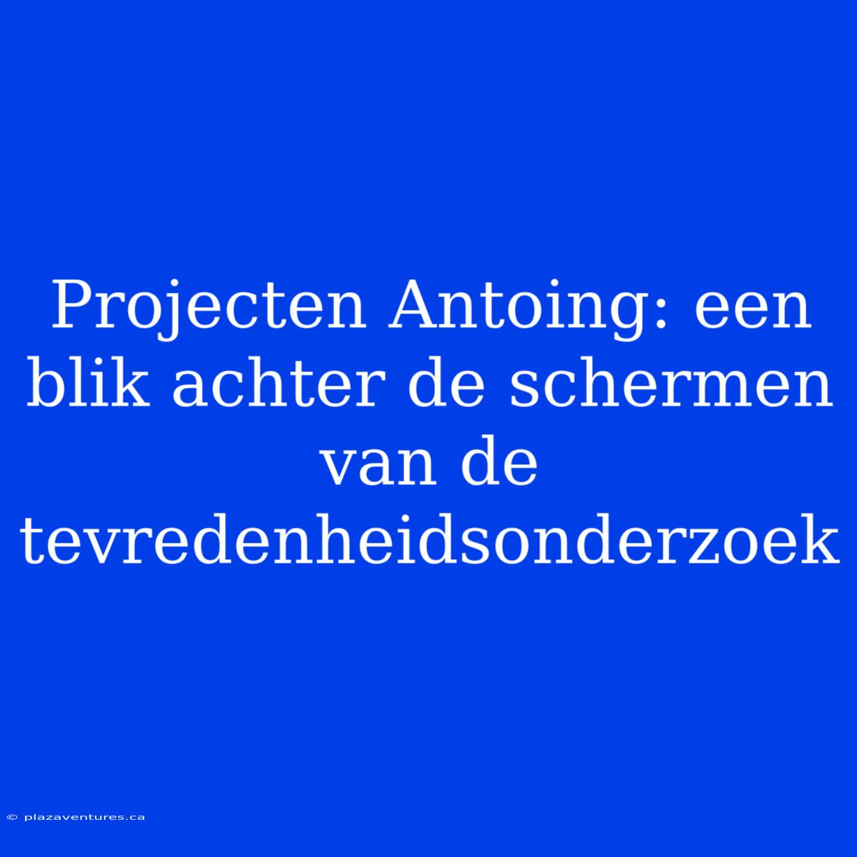 Projecten Antoing: Een Blik Achter De Schermen Van De Tevredenheidsonderzoek