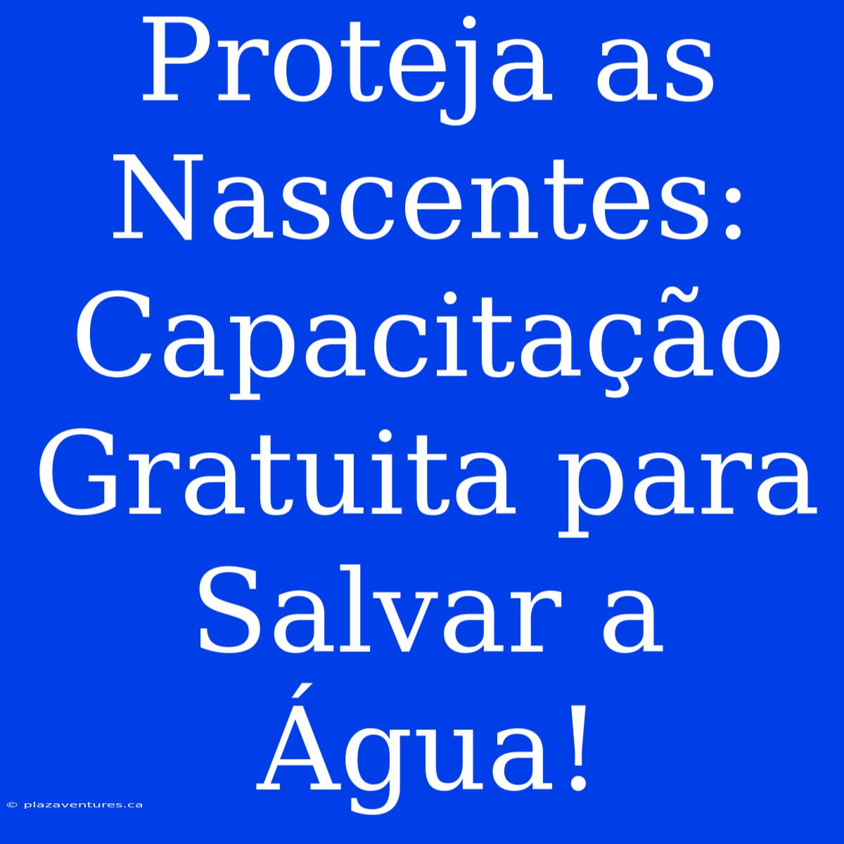 Proteja As Nascentes: Capacitação Gratuita Para Salvar A Água!