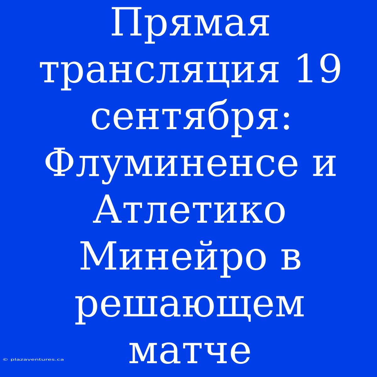 Прямая Трансляция 19 Сентября: Флуминенсе И Атлетико Минейро В Решающем Матче