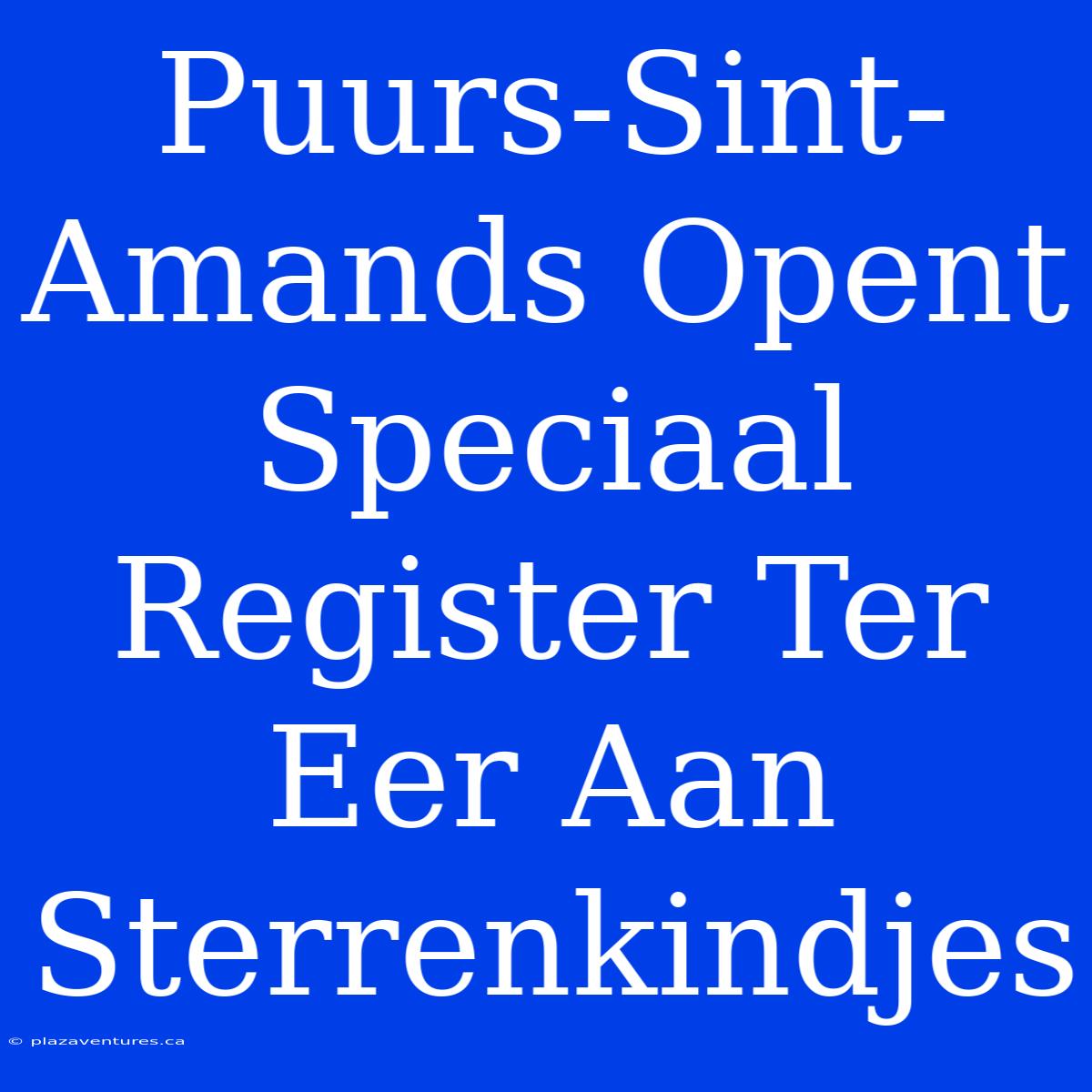 Puurs-Sint-Amands Opent Speciaal Register Ter Eer Aan Sterrenkindjes