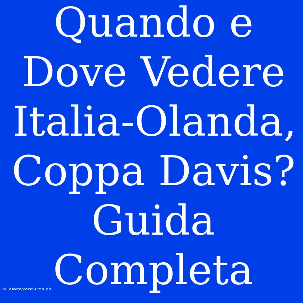 Quando E Dove Vedere Italia-Olanda, Coppa Davis? Guida Completa