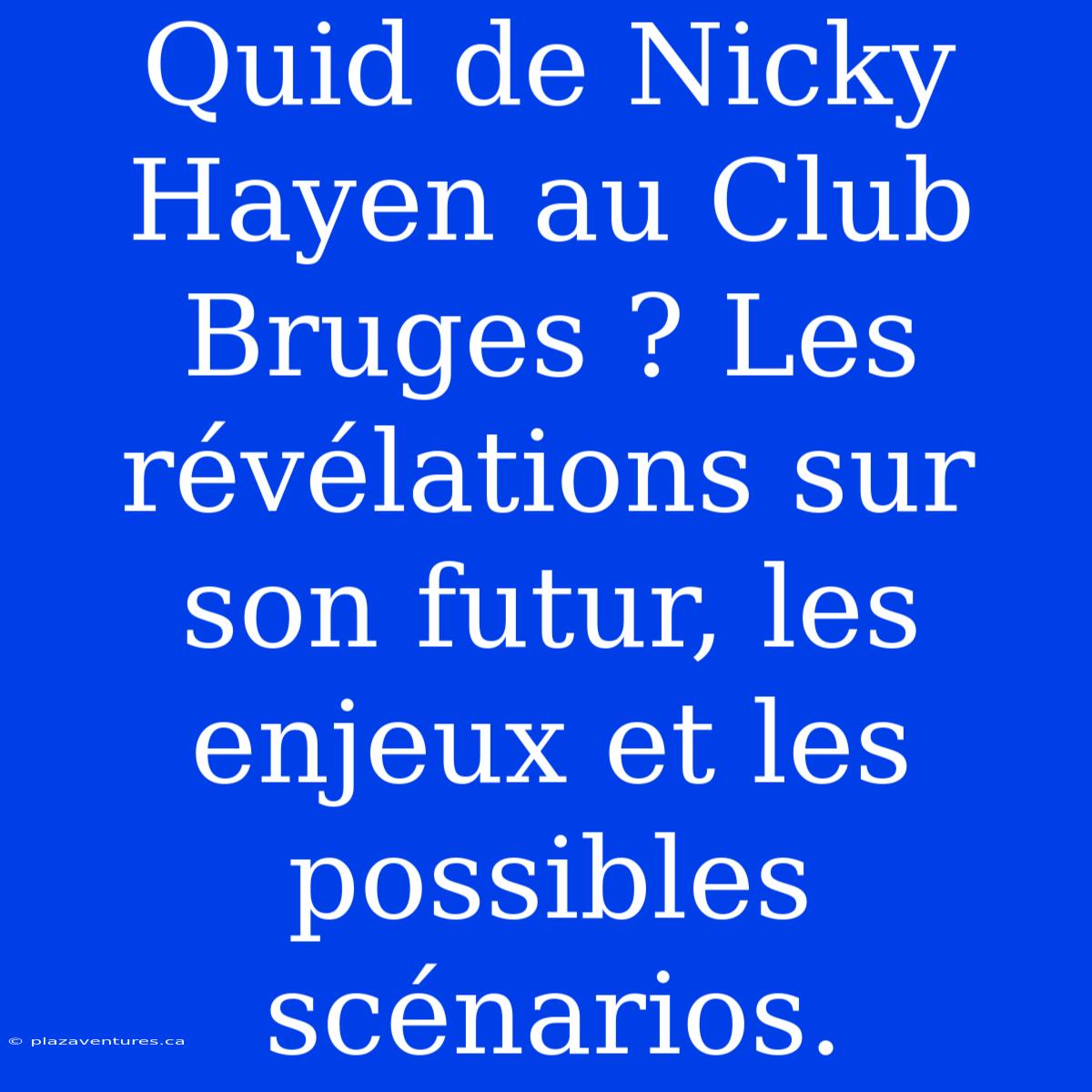 Quid De Nicky Hayen Au Club Bruges ? Les Révélations Sur Son Futur, Les Enjeux Et Les Possibles Scénarios.