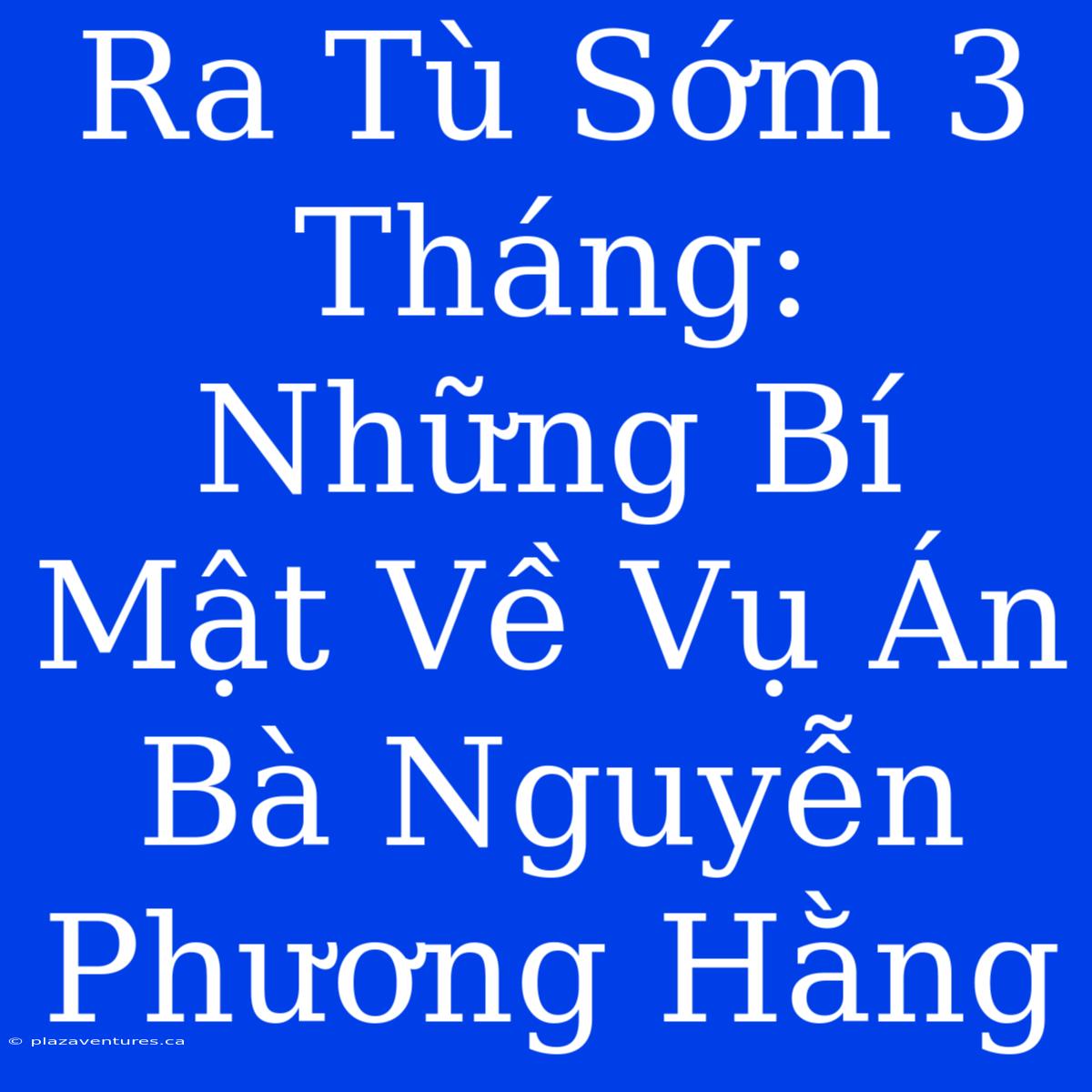 Ra Tù Sớm 3 Tháng: Những Bí Mật Về Vụ Án Bà Nguyễn Phương Hằng